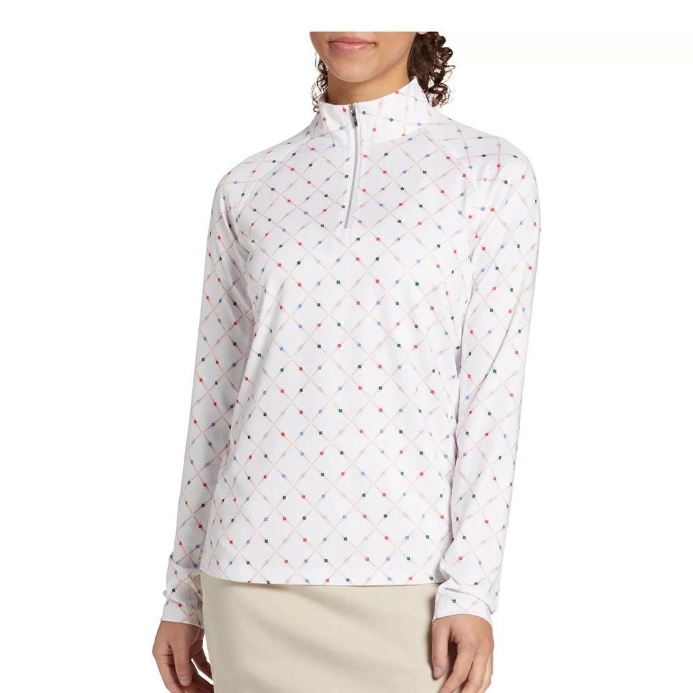 Lady Hagen Women's Geometric Print UV Long Sleeve Golf 1/4 Zip Size XS NWT